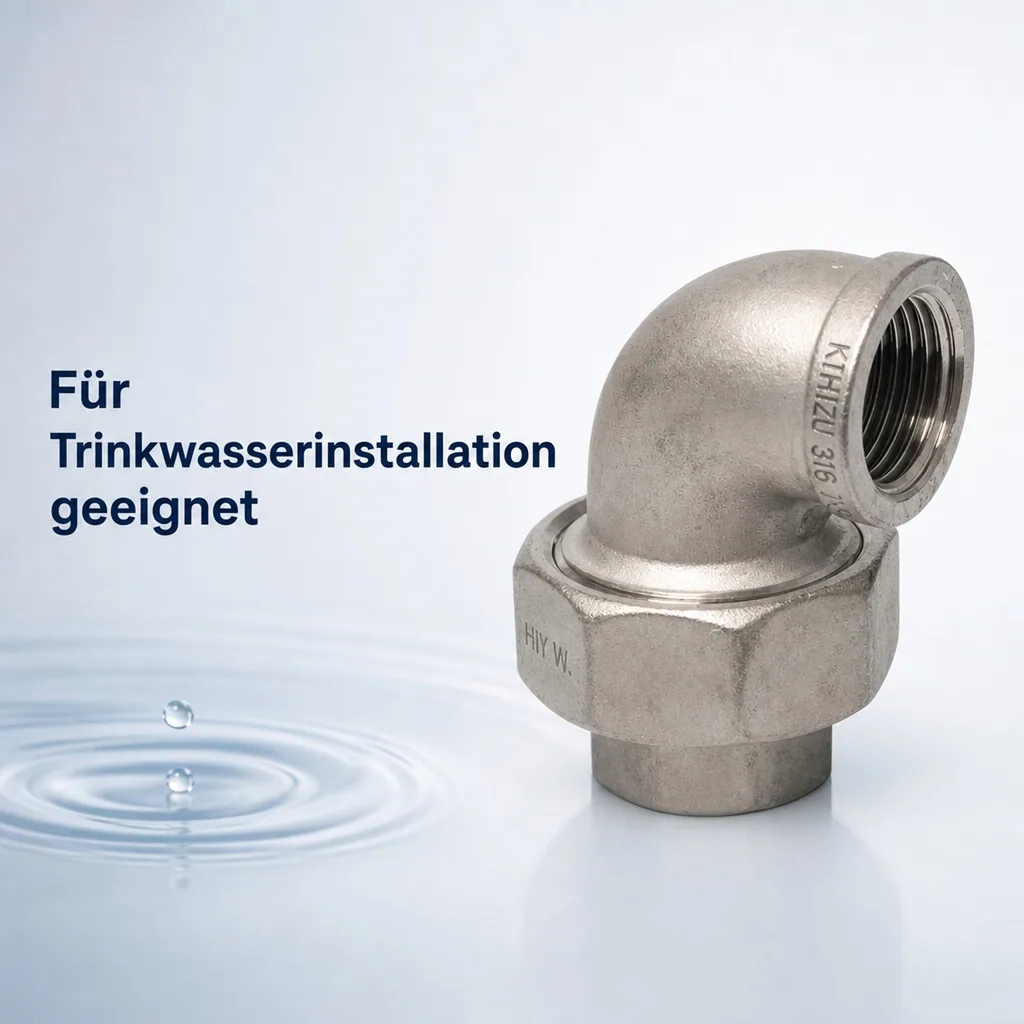 Gewindefitting Edelstahl Winkelverschraubung 90° 1 1/4" IG Typ konisch