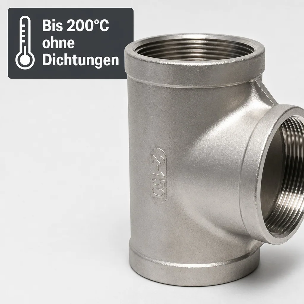 Gewindefitting Edelstahl T-Stück 90° 2" IG