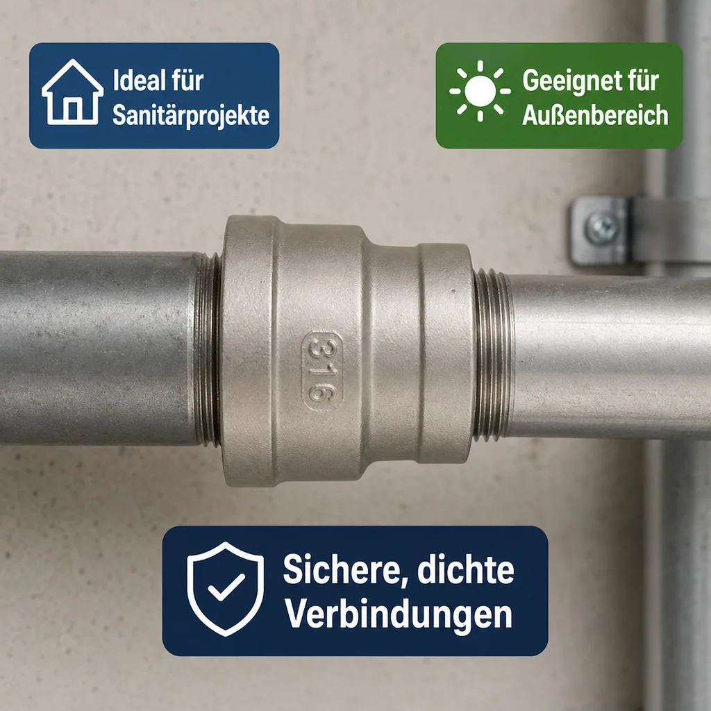 Gewindefitting Edelstahl Reduziermuffe 1 1/2" IG x 1 1/4" IG