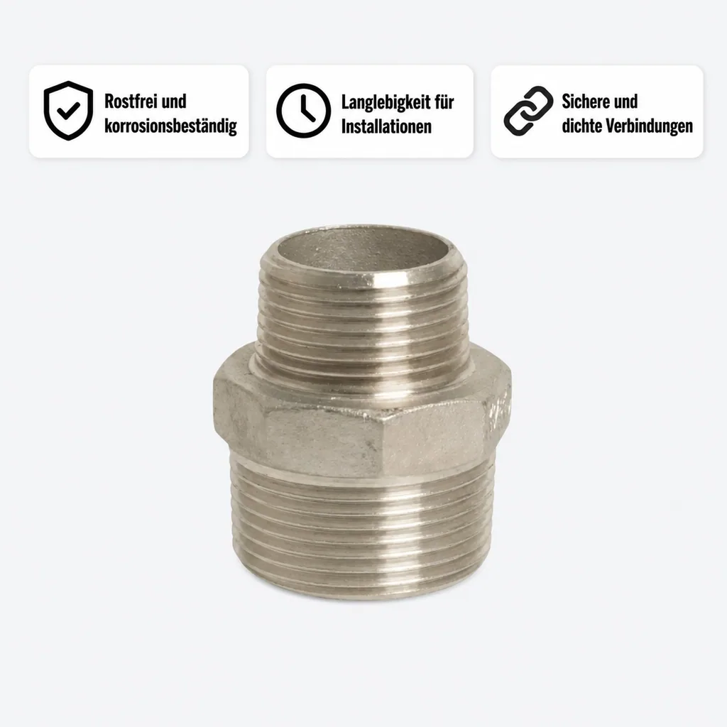 Edelstahl Reduziernippel, Gewindefitting 2"x1" AG, V4A