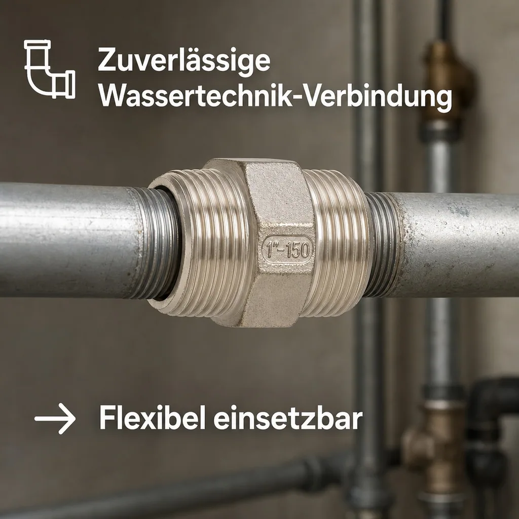 Doppelnippel Edelstahl, Gewindefitting, 2 Zoll, V4A