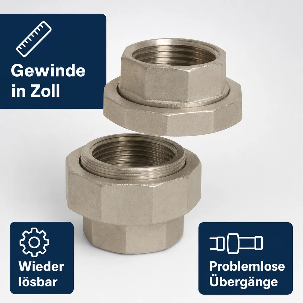 Gewindefitting Edelstahl Verschraubung 1 1/2" IG Typ konisch