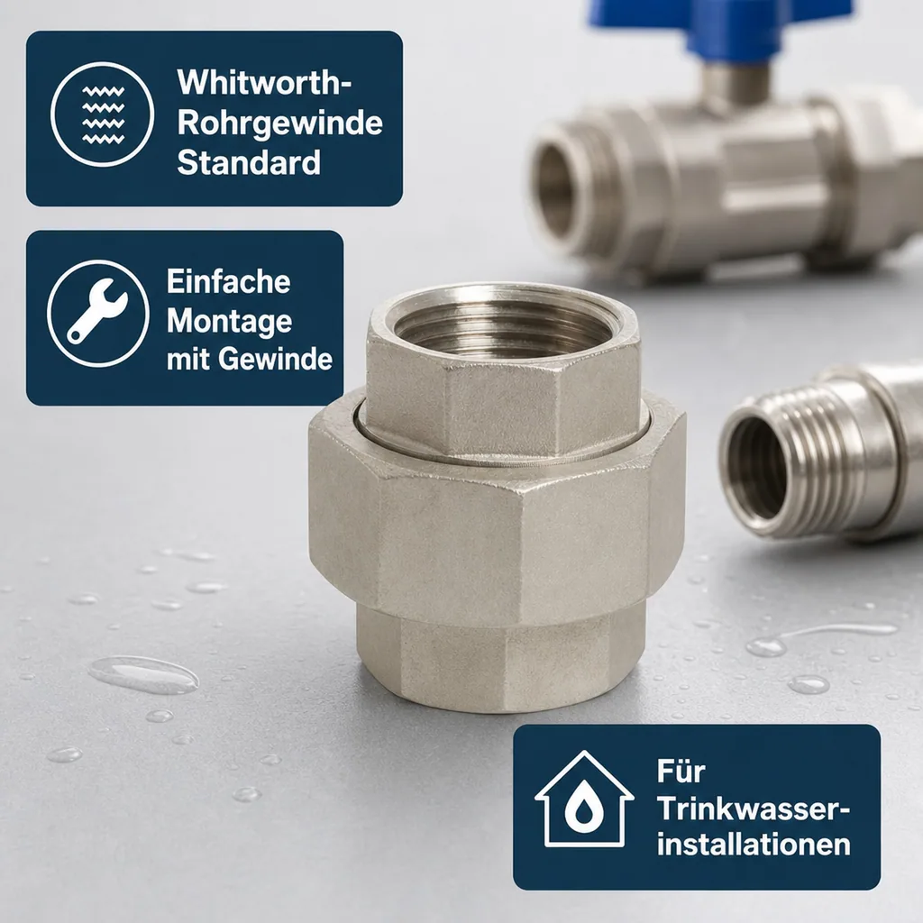 Gewindefitting Edelstahl Verschraubung 1 1/2" IG Typ konisch
