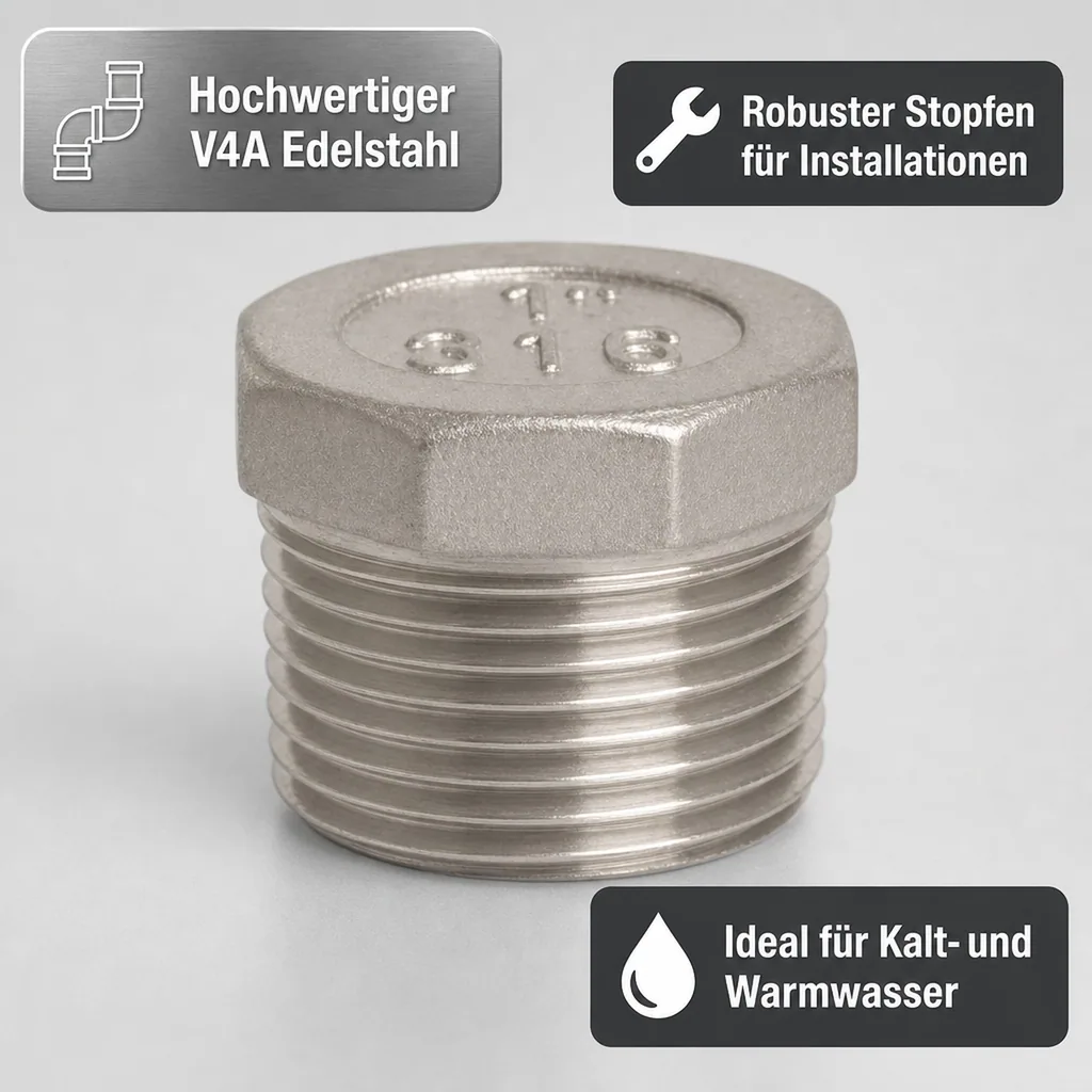 Edelstahlfitting, Gewindefitting Edelstahl, Stopfen 2 Zoll AG, V4A