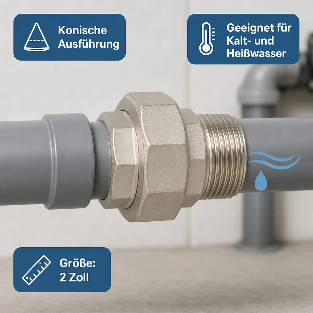 Edelstahl Verschraubung 2 Zoll, Gewindefitting, Rohrverschraubung