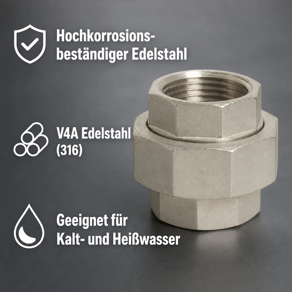 Gewindefitting Edelstahl 3/8", Edelstahl Verschraubung Innengewinde, V4A