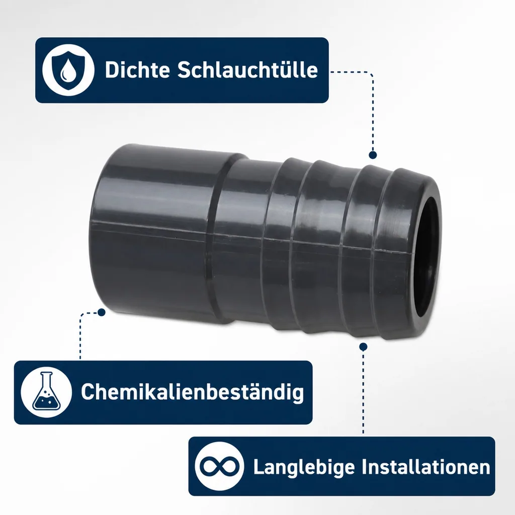 PVC Fittings, Klebefitting, Schlauchtülle 40mm