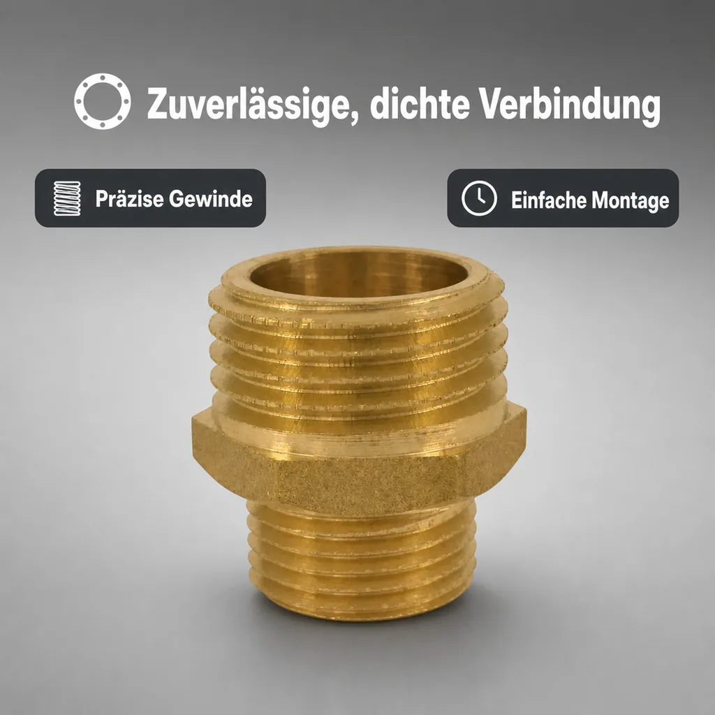 Messing Doppelnippel, Gewindefitting, reduziert 1" AG x 1 1/4" AG