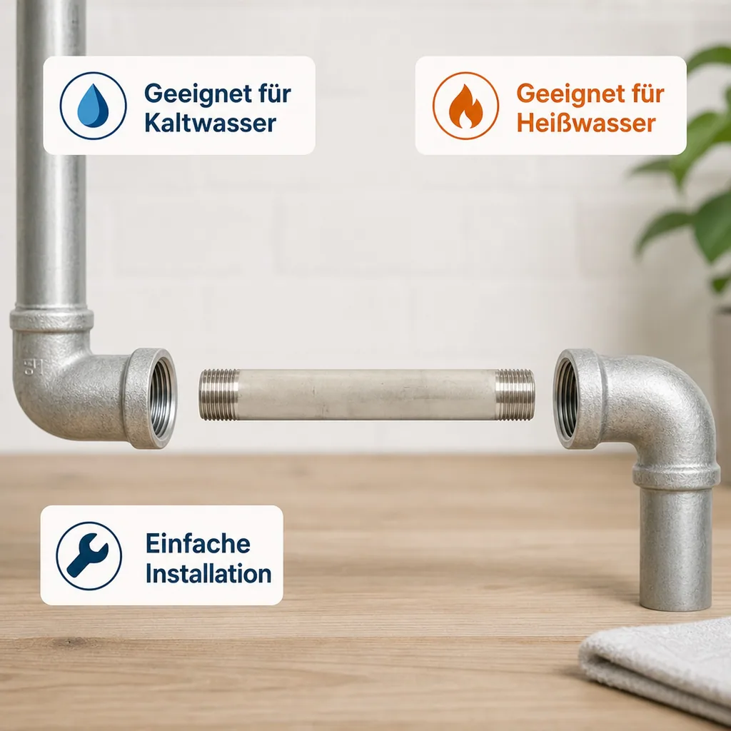 Edelstahlfitting, Gewindefitting Edelstahl, Rohrnippel 1 1/2 Zoll, V4A Fitting