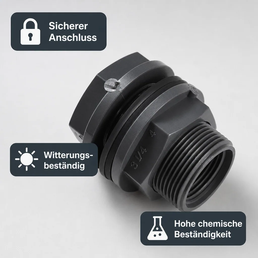 PVC Durchführung Klebemuffe x AG x IG 32 x 1 1/2" x 1" PN10
