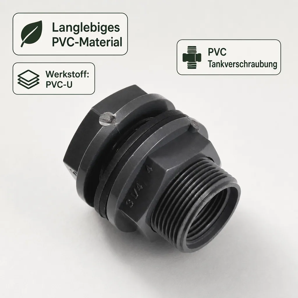 PVC Durchführung Klebemuffe x AG x IG 32 x 1 1/2" x 1" PN10