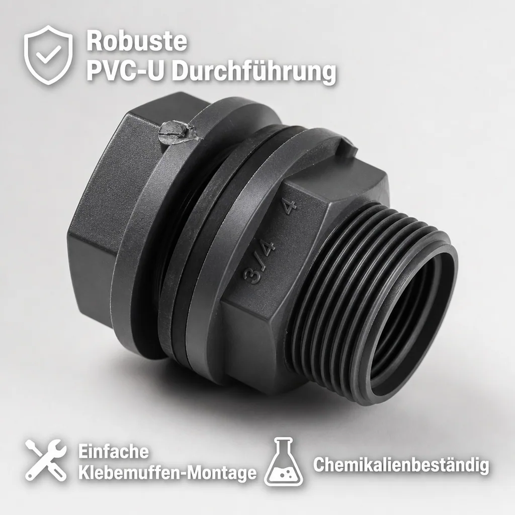 PVC Durchführung, Tankdurchführung, Klebemuffe 40, PN10