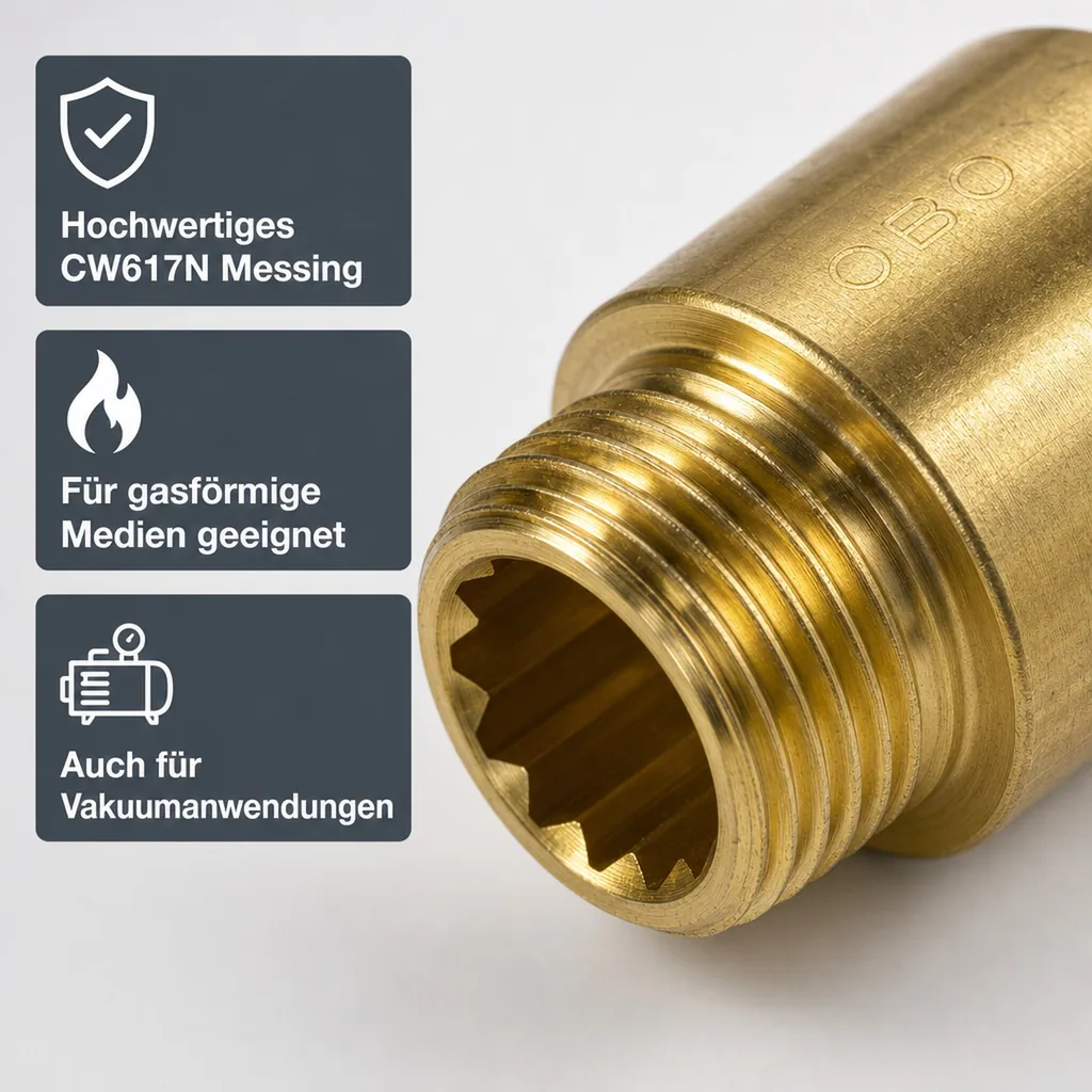 Messingfitting Hahnverlängerung, Gewindefitting 1 1/4 Zoll