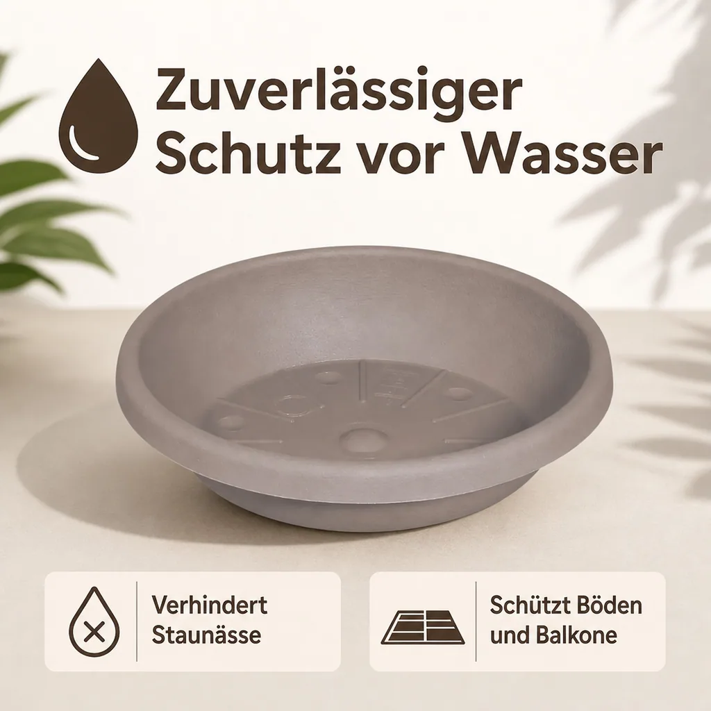 Blumentopfuntersetzer, Pflanzuntersetzer, Untersetzer Cylindro, taupe