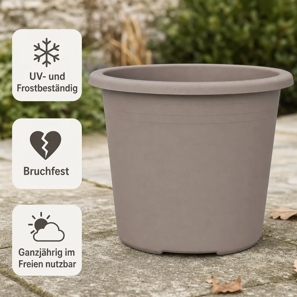 Blumentopf, Pflanztopf CYLINDRO, Ø 35 cm, taupe