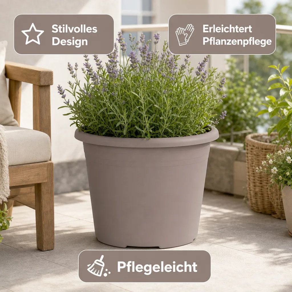 Blumentopf, Pflanztopf CYLINDRO, Ø 35 cm, taupe