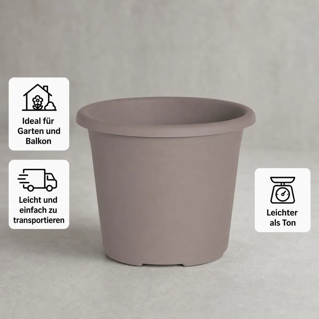 Blumentopf, Pflanztopf CYLINDRO, Ø 35 cm, taupe