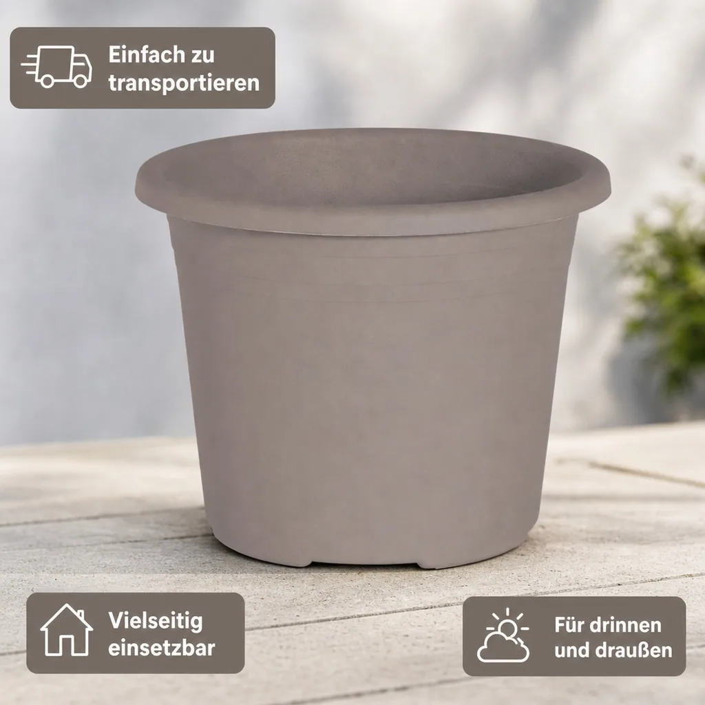 Blumentopf, Pflanztopf CYLINDRO, 40 cm, Kunststoff, taupe