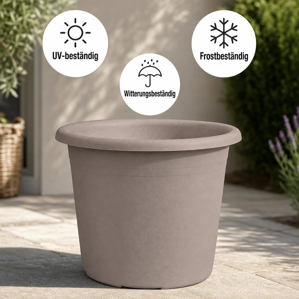 Blumentopf CYLINDRO, 45 cm, 30 Liter, taupe