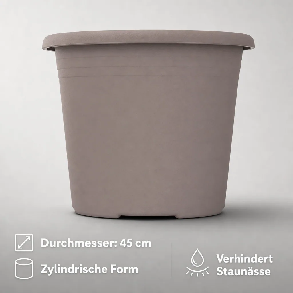 Blumentopf CYLINDRO, 45 cm, 30 Liter, taupe