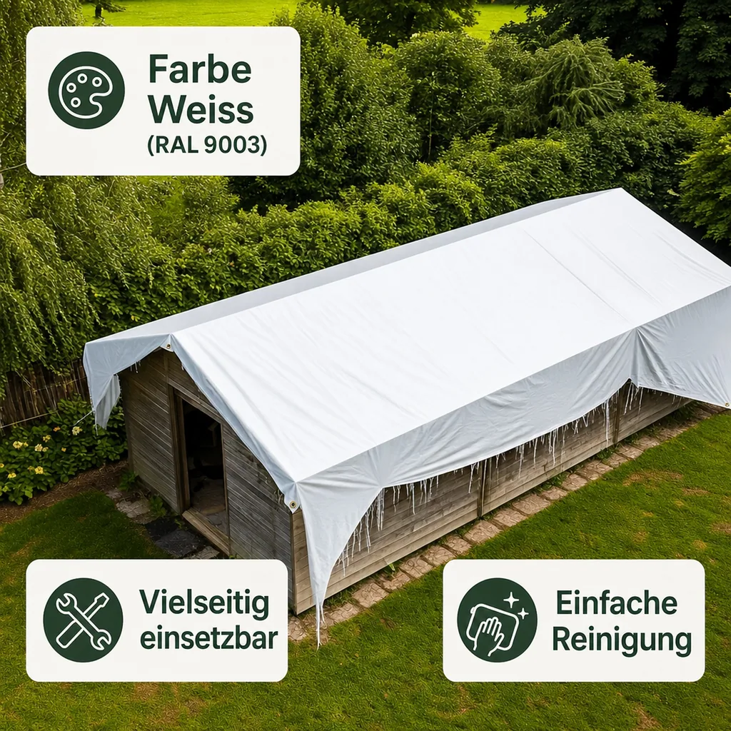 Abdeckplane 280 g/m², 20m², reißfest, wasserdicht, UV-beständig, weiss