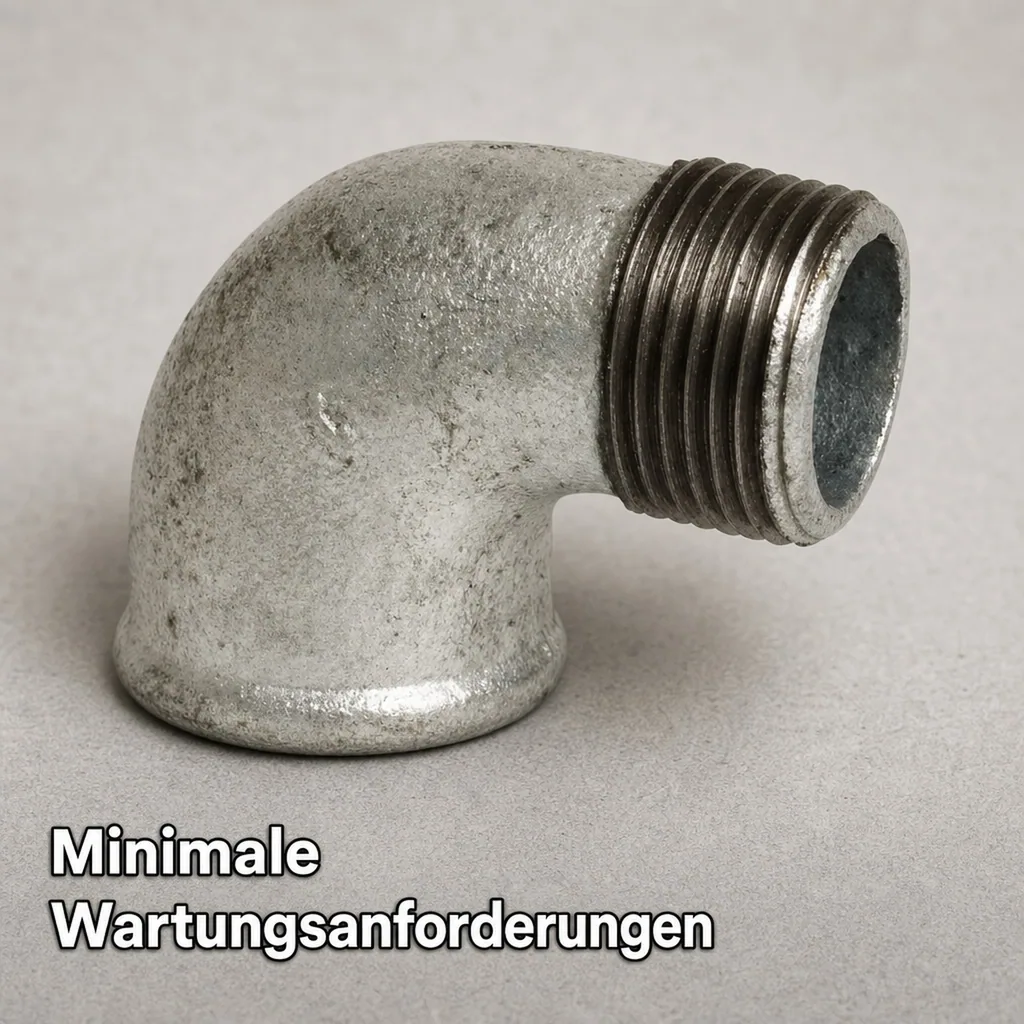Tempergussfitting, Gewindefitting 3/8 Zoll, Winkel 90 Grad