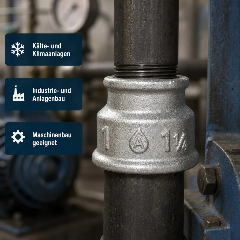 Gewindefitting Temperguss Reduziermuffe 1 1/4" IG x 1" IG