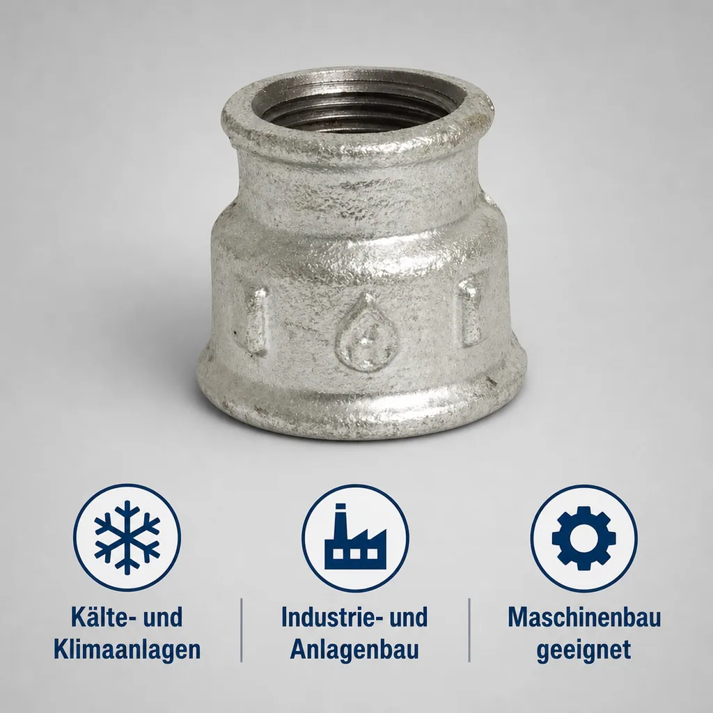 Gewindefitting Temperguss Reduziermuffe 1 1/4" IG x 1" IG