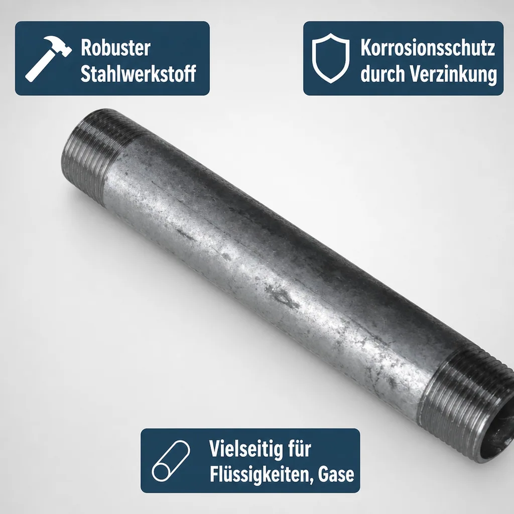 Gewindefitting Rohrnippel verzinkt 1" AG x 1" AG 400 mm