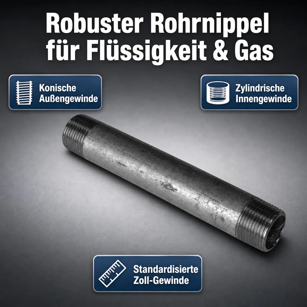 Gewindefitting Rohrnippel verzinkt 1" AG x 1" AG 400 mm