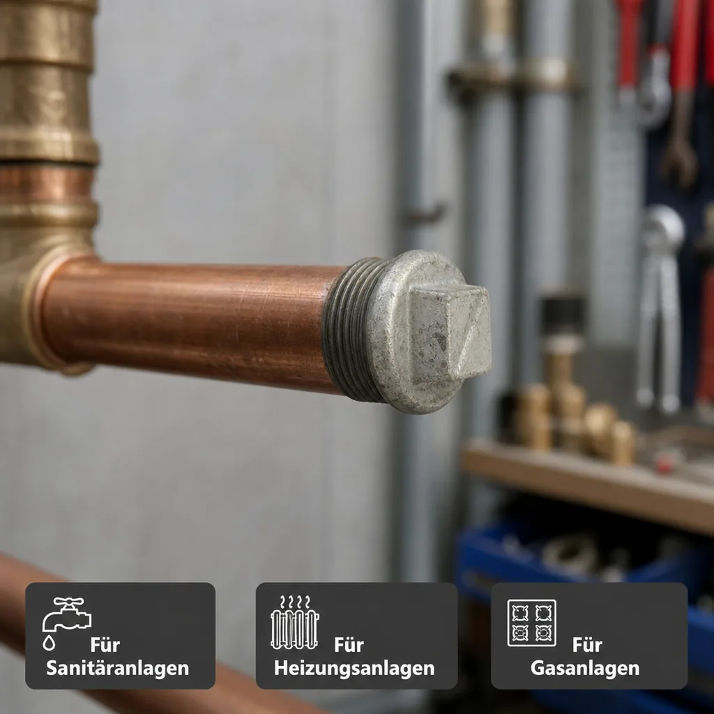 Gewindefitting Temperguss, Stopfen 1 Zoll AG, verzinkt
