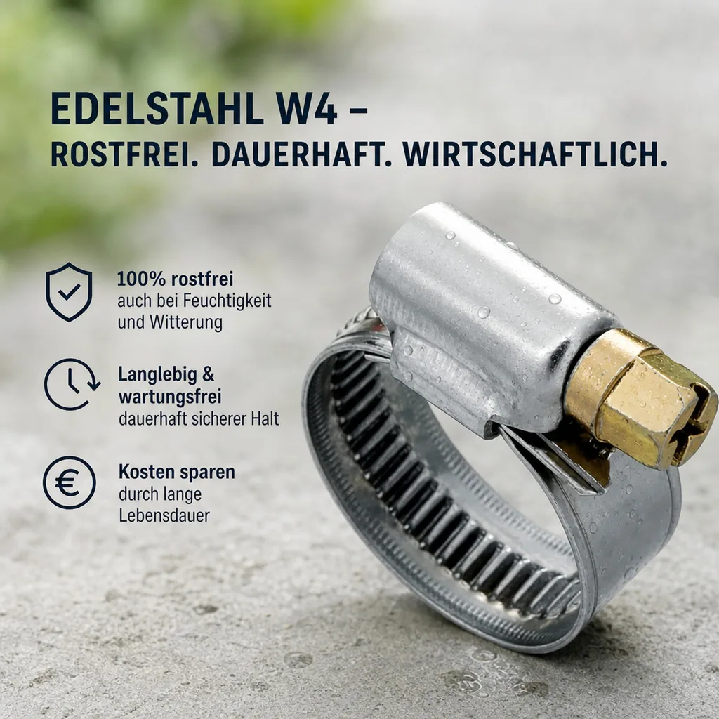 Schlauchschellen Edelstahl W4, 12-22mm, Industrie Qualität