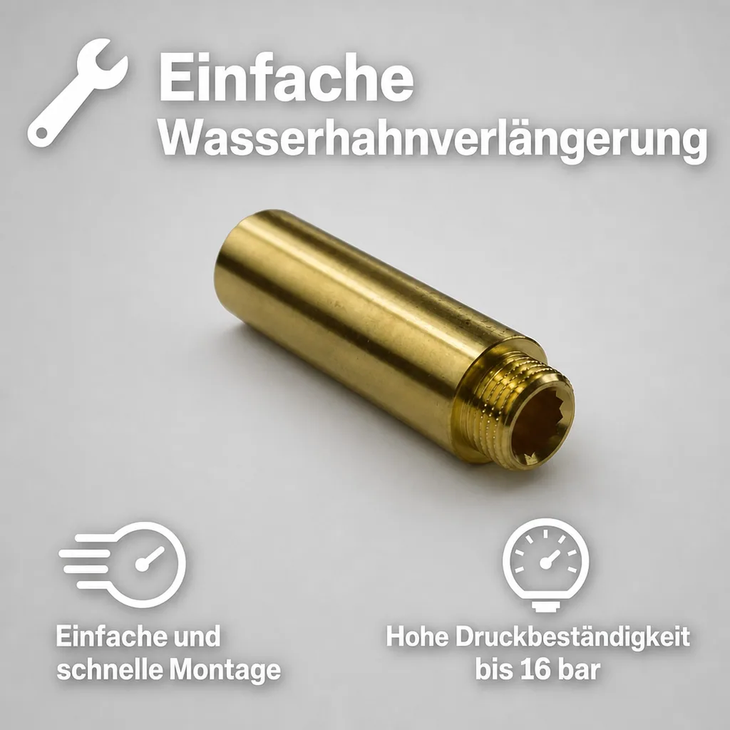 Hahnverlängerung, Messing Gewindefitting, 1/2 Zoll AG x 1/2 Zoll IG, 80 mm