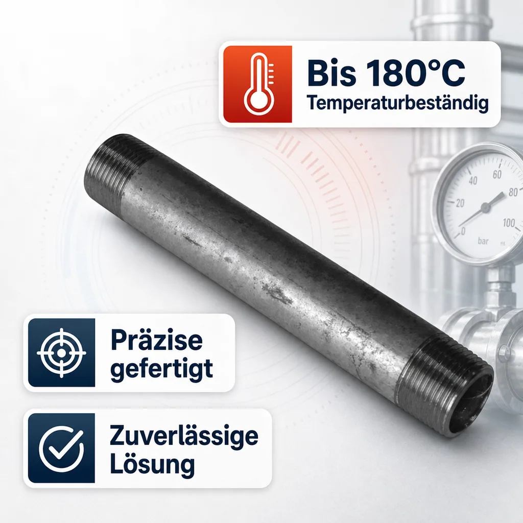 Rohrnippel verzinkt, Gewindefitting, 1/2 Zoll AG x 1/2 Zoll AG, 60mm