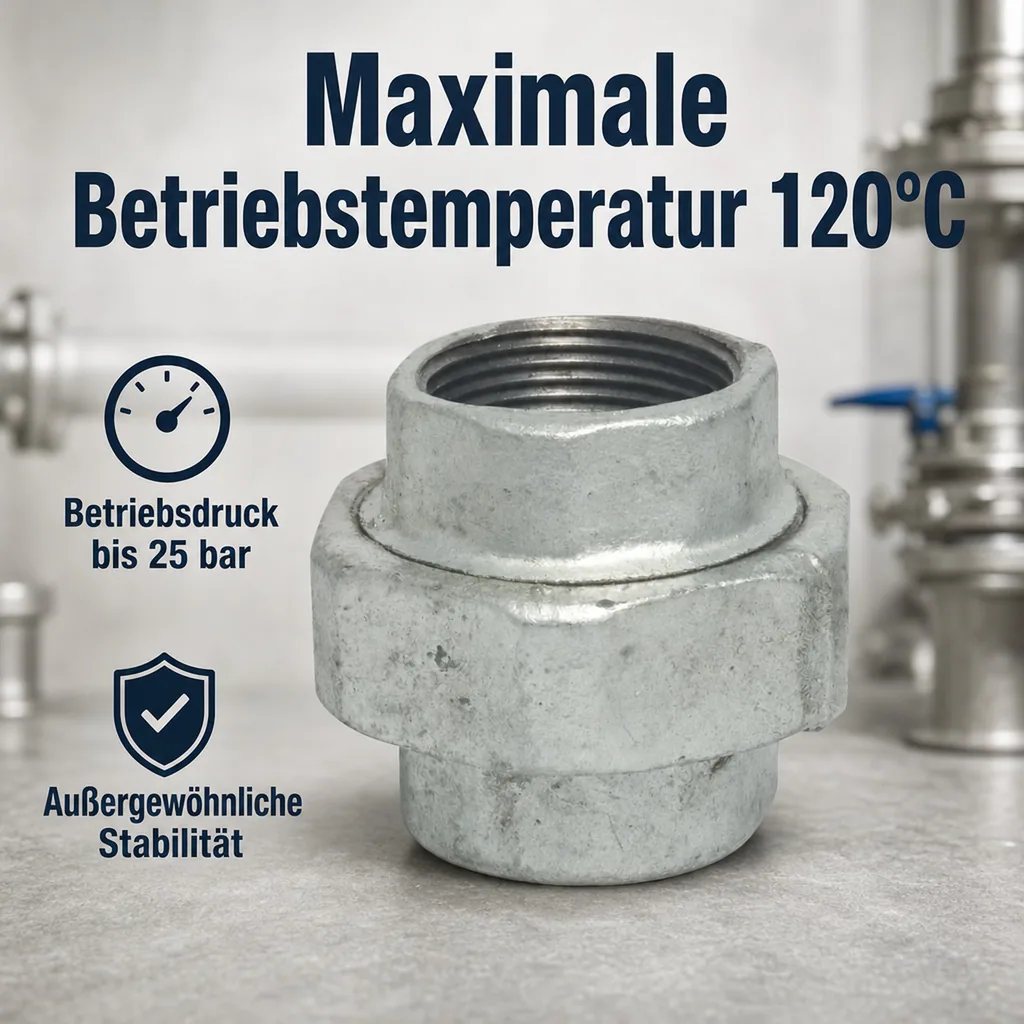 Gewindefitting Temperguss Verschraubung Flach 2 Zoll IG x 2 Zoll IG