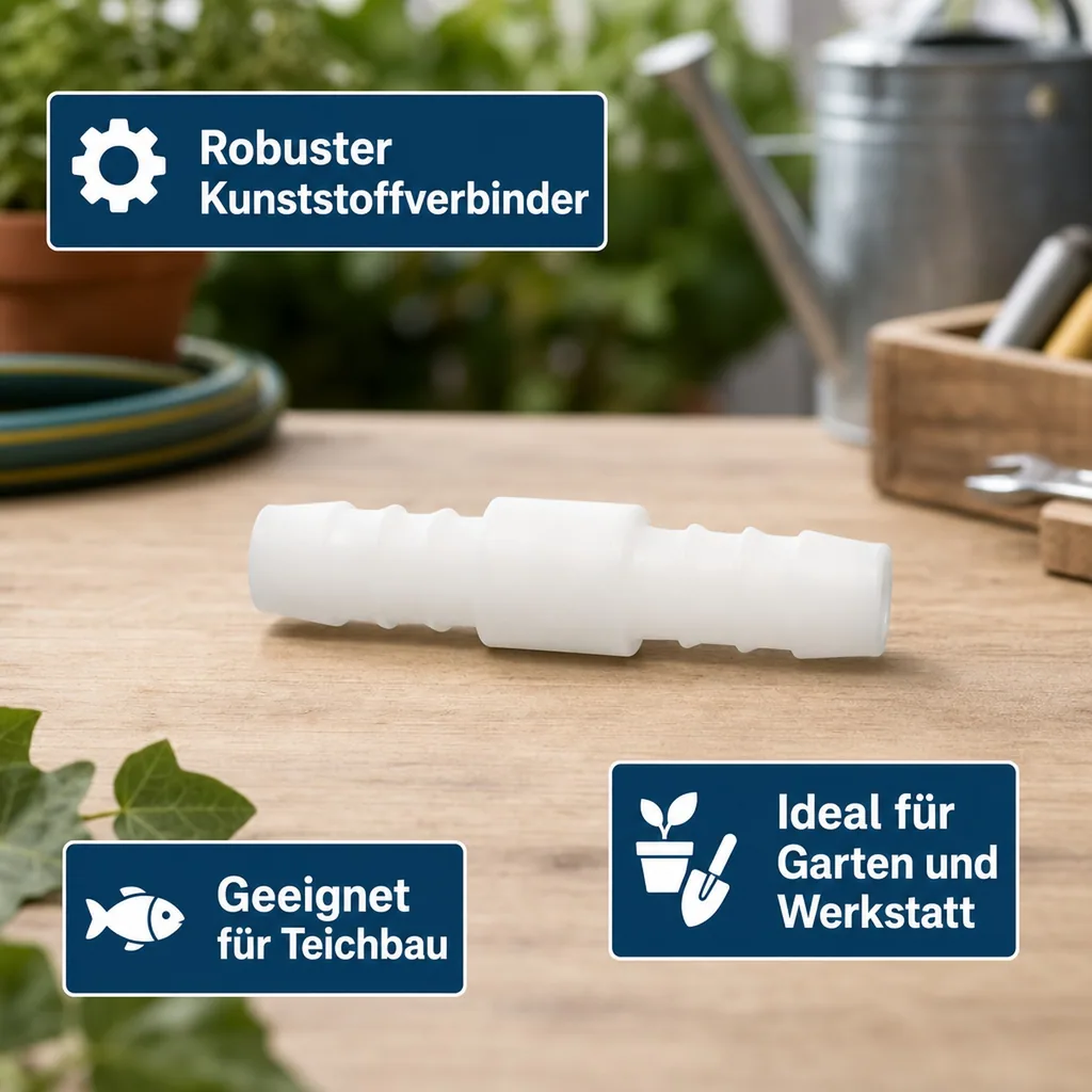 Schlauchverbinder 16mm, Kunststoff Tülle, Schlauchkupplung