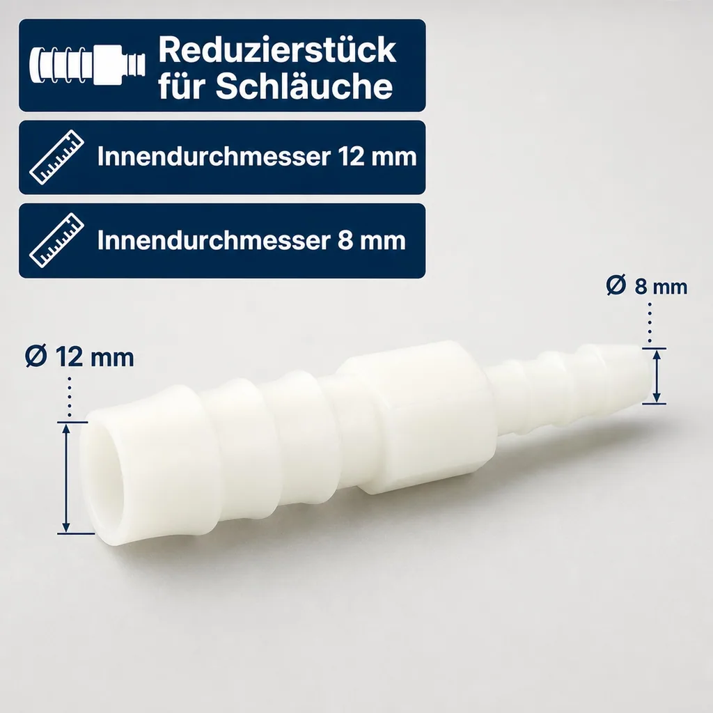 Schlauchverbinder Kunststoff Tülle reduziert 12 mm x 8 mm