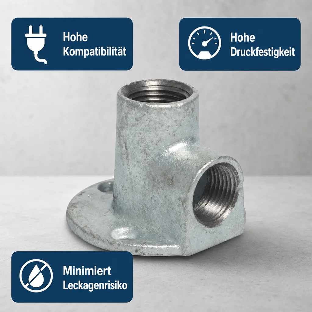Gewindefitting Temperguss, Wandscheibe 90° 3/4" IG x 3/4" IG