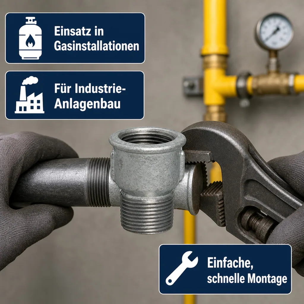 Gewindefitting Temperguss, Muffennippel 2 Zoll