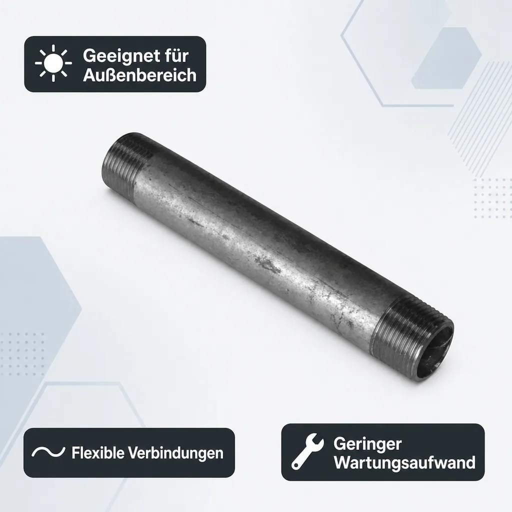 Rohrnippel verzinkt, Gewindefitting, 1/4 Zoll AG x 1/4 Zoll AG, 80mm