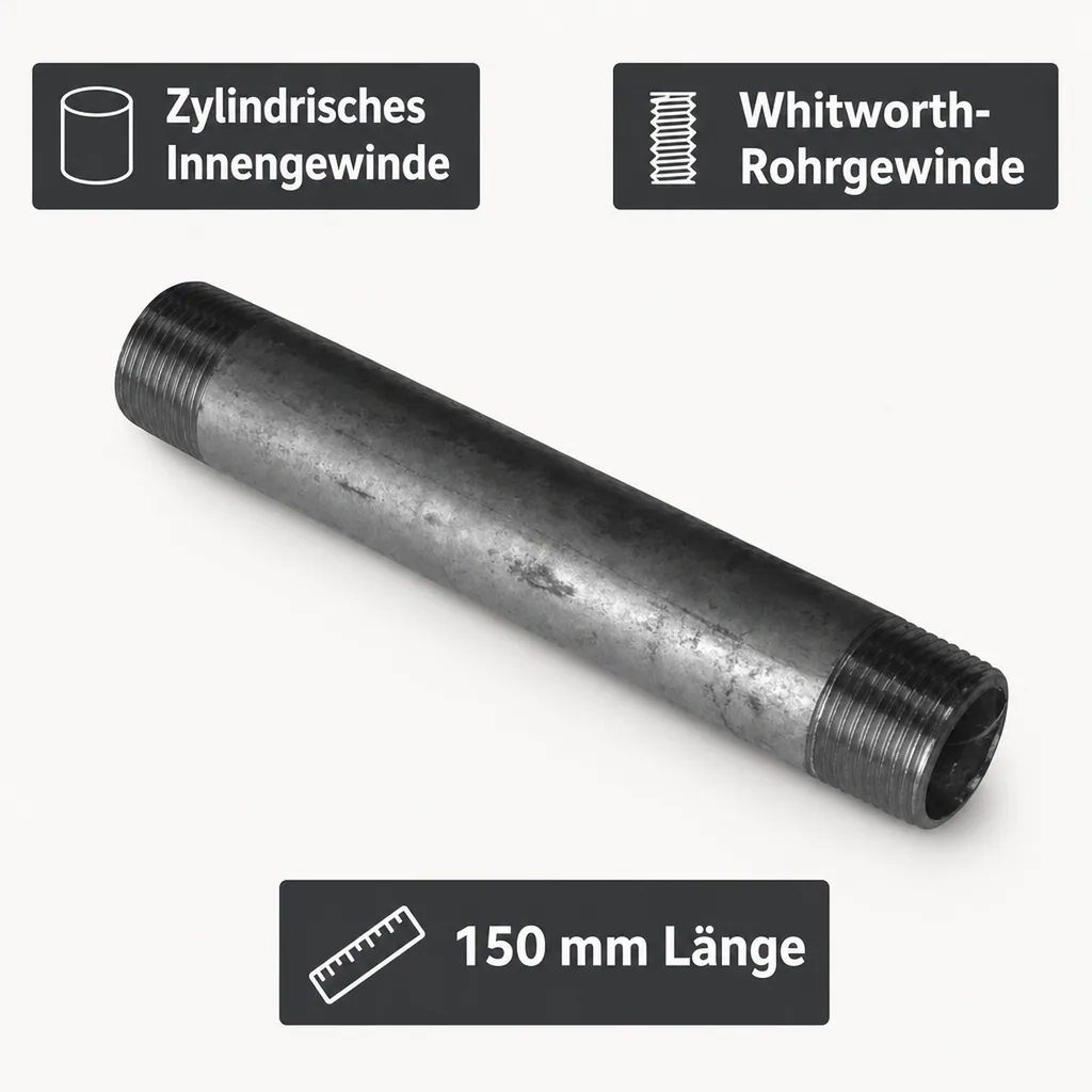 Gewindefitting Rohrnippel verzinkt 3/8" AG x 3/8" AG 150 mm
