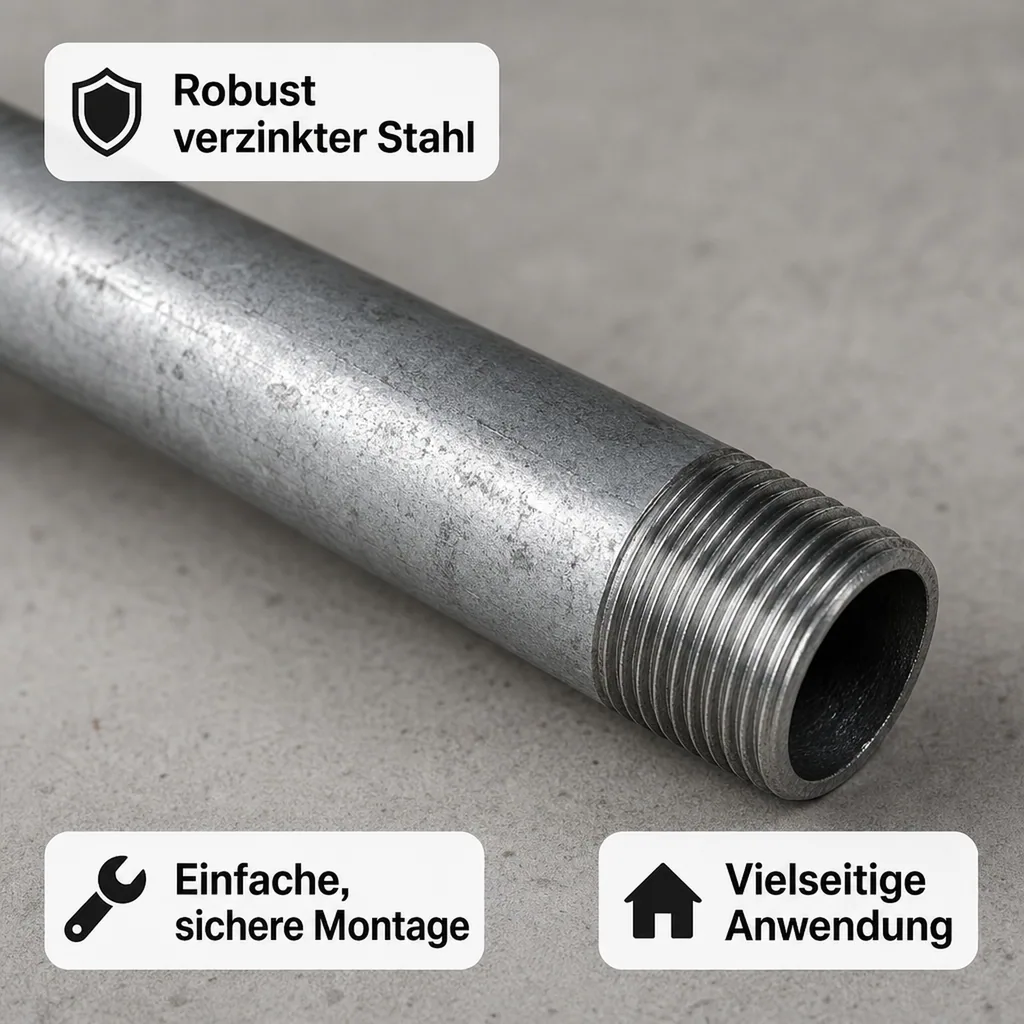 Rohrnippel verzinkt, Gewindefitting, 1 1/2" AG x 1 1/2" AG, 60mm