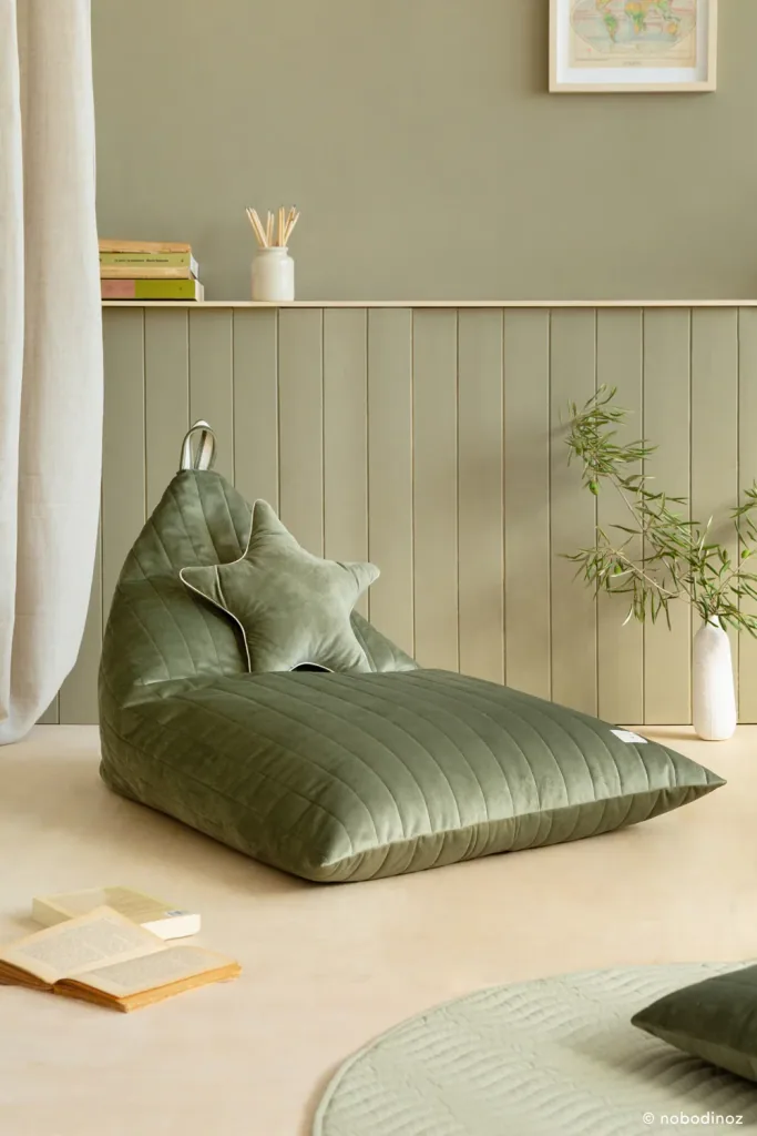 Nobodinoz Sitzsack "Essaouira" Samt olivgrün