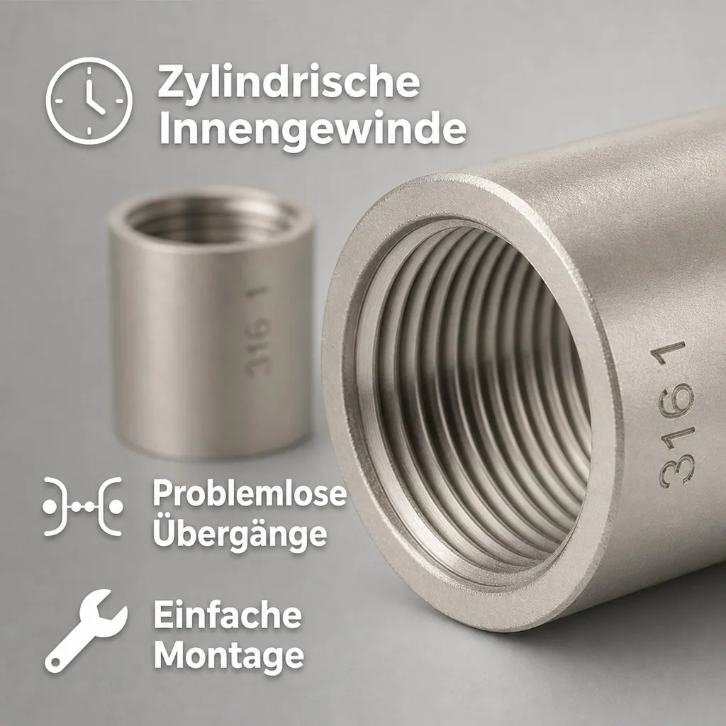 Gewindefitting Edelstahl Muffe 3/8" IG