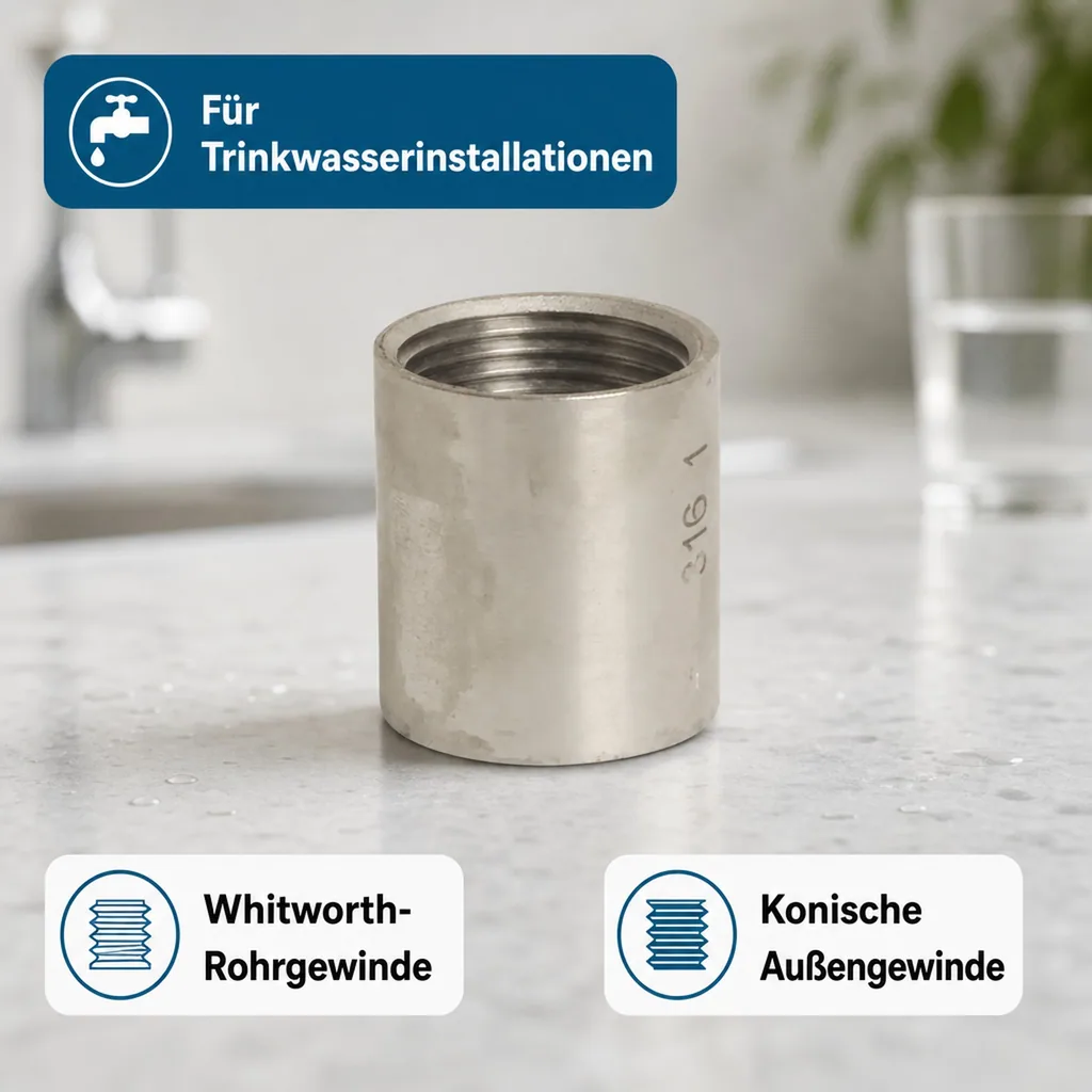 Gewindefitting Edelstahl Muffe 3/8" IG