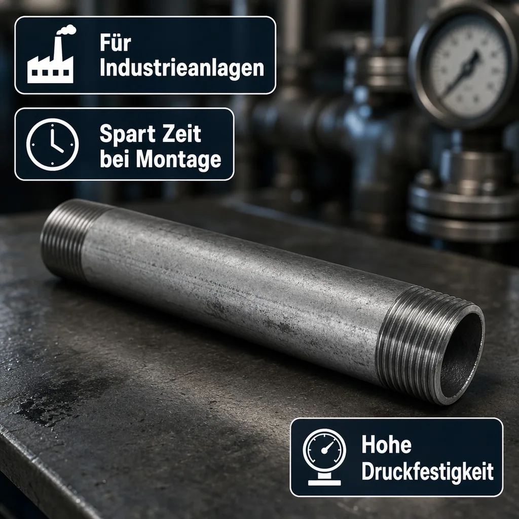 Gewindefitting Rohrnippel verzinkt, 3/4 Zoll, 80mm