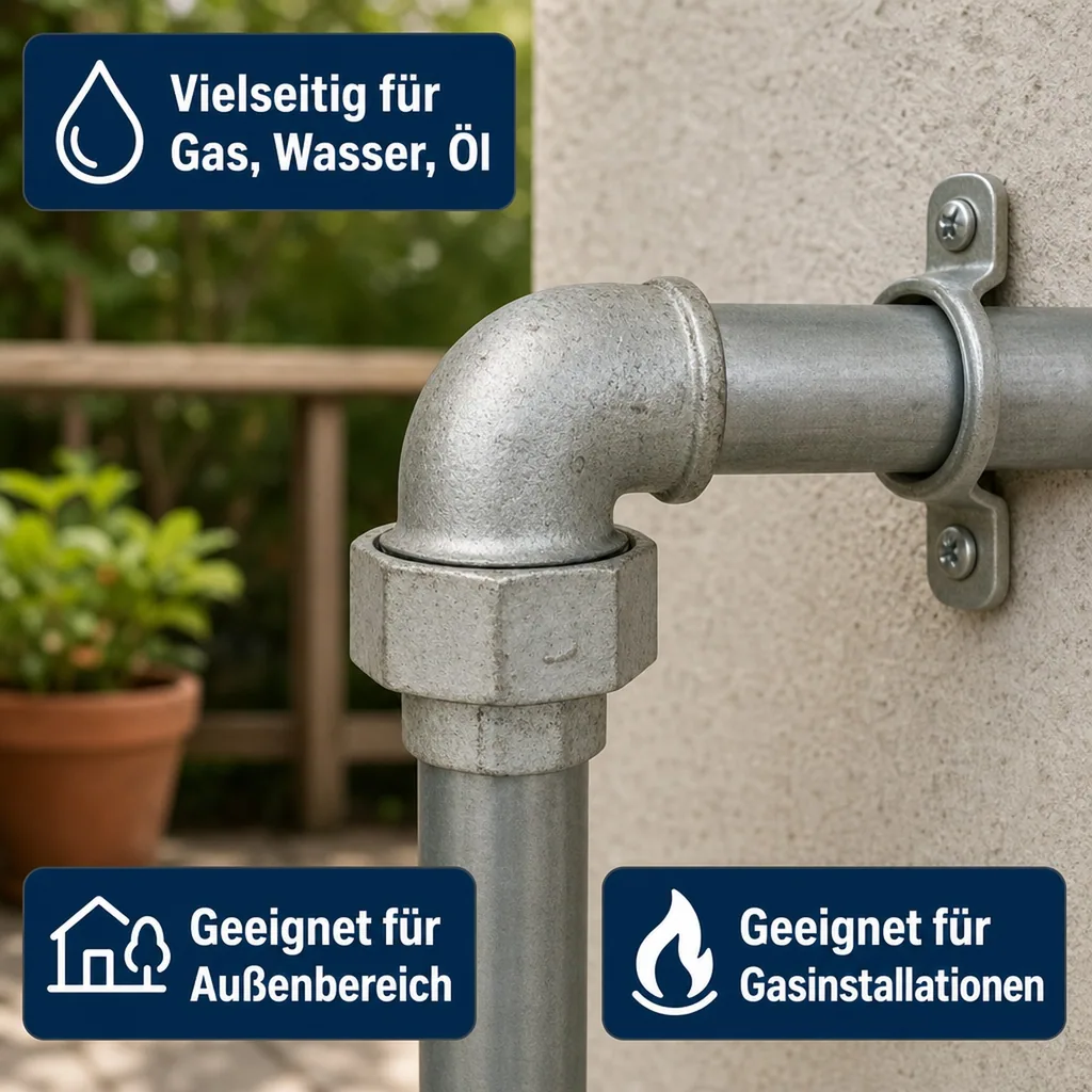 Winkelverschraubung 1/2 Zoll, Temperguss, 90 Grad Winkel