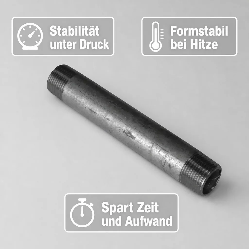 Rohrnippel verzinkt, Gewindefitting 1 1/4" AG x 1 1/4" AG, 400 mm, Stahlrohrnippel
