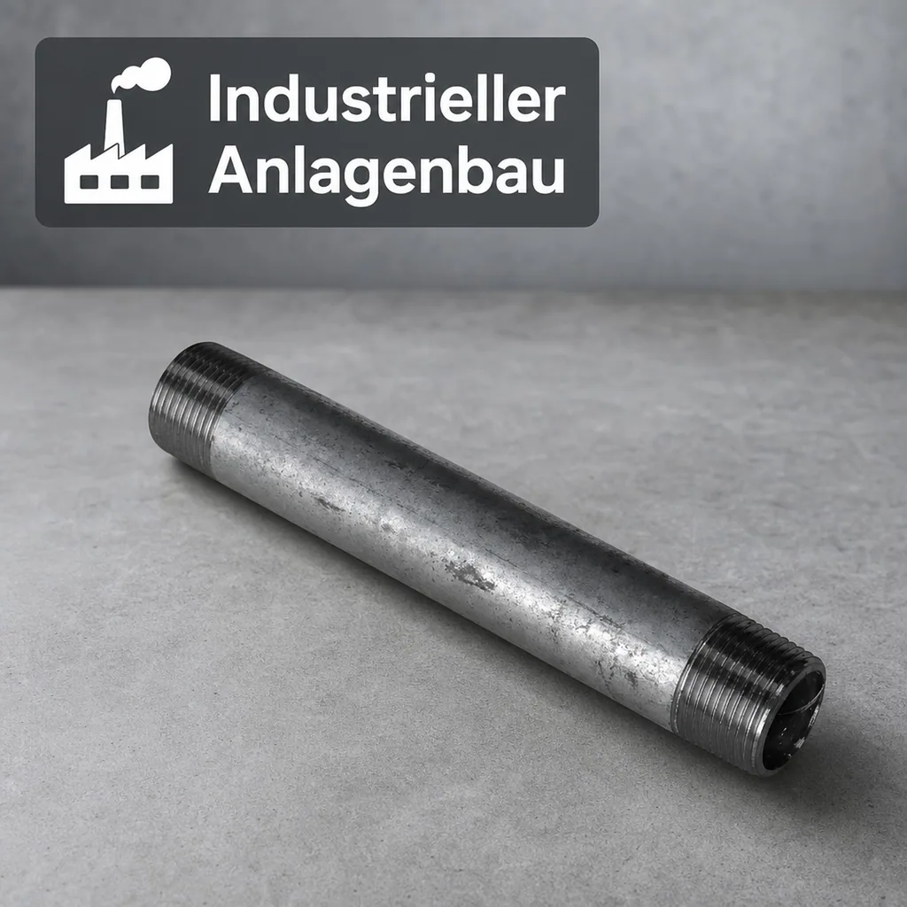 Rohrnippel verzinkt, Gewindefitting Stahl, 1 Zoll AG x 1 Zoll AG, 60 mm
