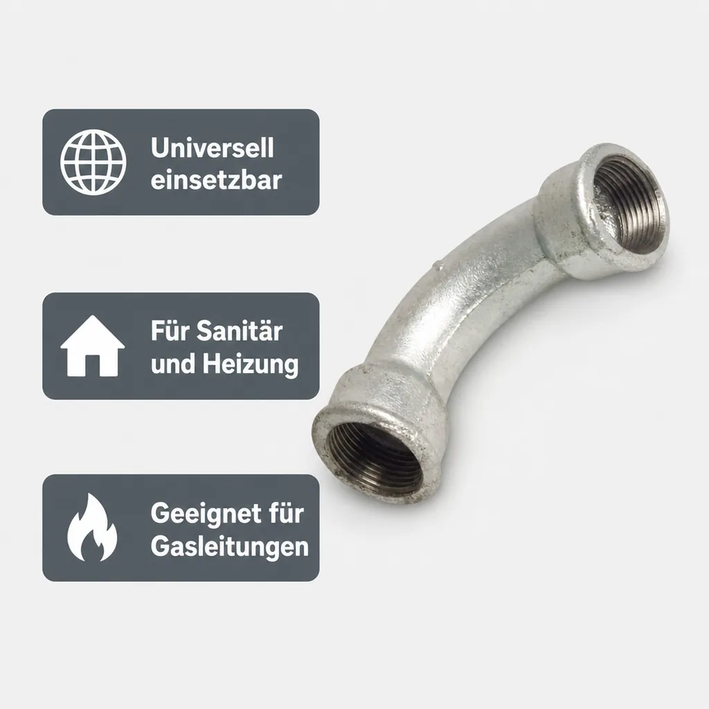 Gewindefitting Temperguss Bogen 90° 3/8" IG x 3/8" IG